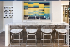 Basement-kitchen-with-fun-blue-and-yellow-backsplash-and-wine-rack